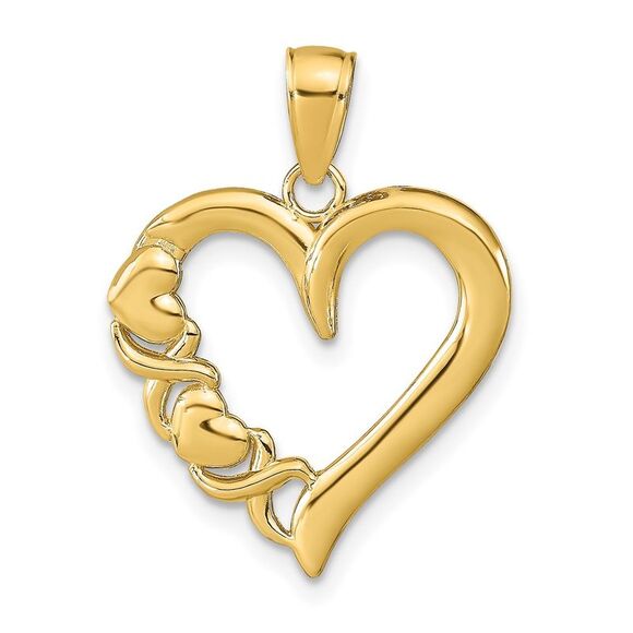 14k Yellow Gold Polished Heart & -X- Pendant